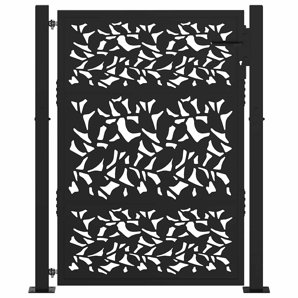 Cancello da giardino nero 100x125 cm in acciaio con design a foglia | homemem39