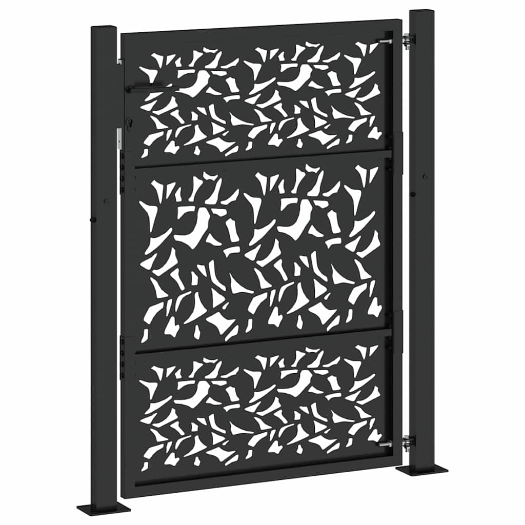 Cancello da giardino nero 100x125 cm in acciaio con design a foglia | homemem39