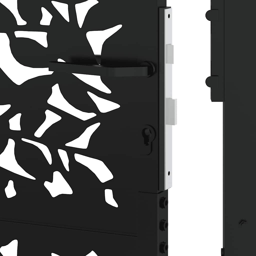 Cancello da giardino nero 100x125 cm in acciaio con design a foglia | homemem39