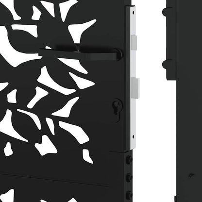 Cancello da giardino nero 100x125 cm in acciaio con design a foglia | homemem39