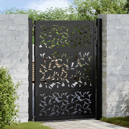 Cancello da giardino nero 100x125 cm in acciaio con design a foglia | homemem39