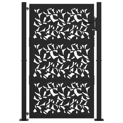 Cancello da giardino nero 100x150 cm in acciaio con design a foglia | homemem39