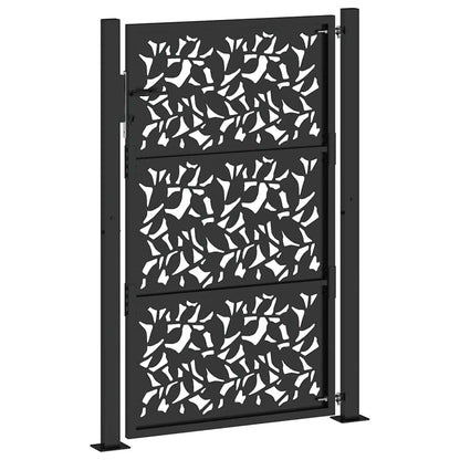 Cancello da giardino nero 100x150 cm in acciaio con design a foglia | homemem39