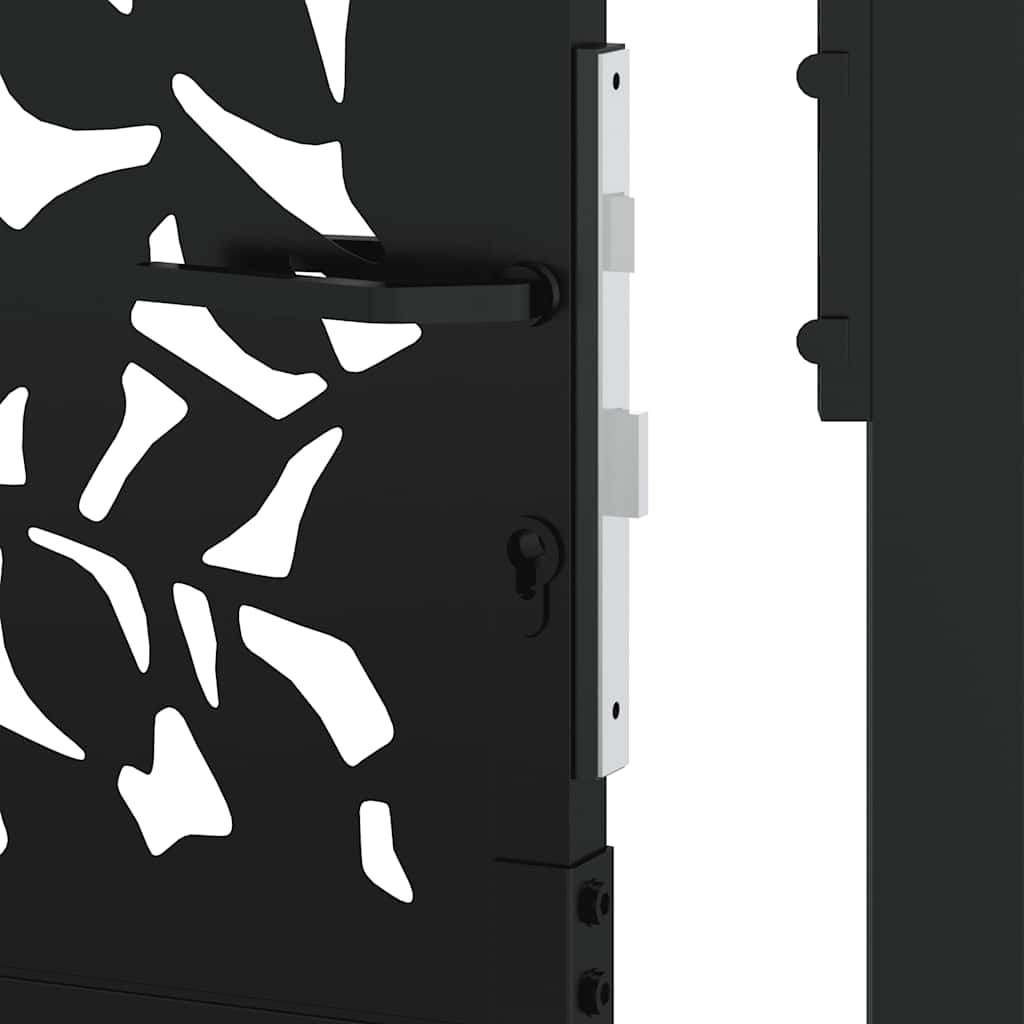 Cancello da giardino nero 100x150 cm in acciaio con design a foglia | homemem39