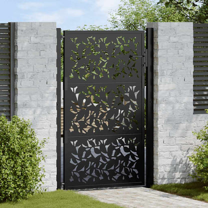 Cancello da giardino nero 100x150 cm in acciaio con design a foglia | homemem39