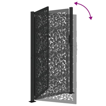 Cancello da giardino nero 100x175 cm in acciaio con design a foglia | homemem39