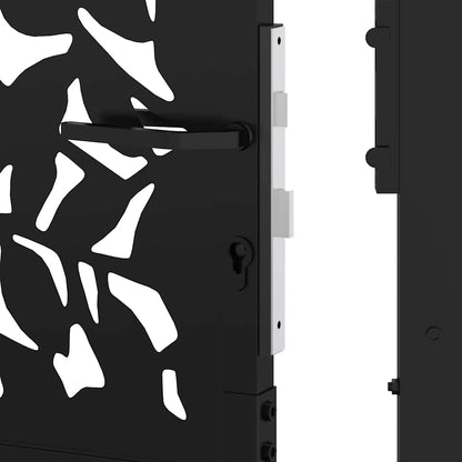 Cancello da giardino nero 100x175 cm in acciaio con design a foglia | homemem39