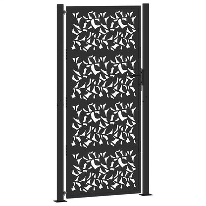 Cancello da giardino nero 100x200 cm in acciaio con design a foglia | homemem39