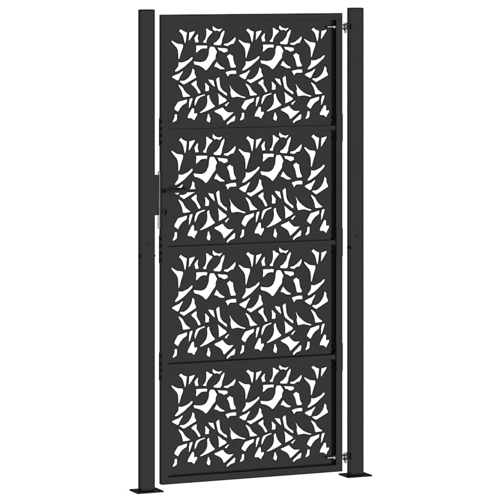 Cancello da giardino nero 100x200 cm in acciaio con design a foglia | homemem39