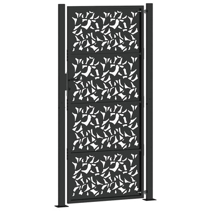 Cancello da giardino nero 100x200 cm in acciaio con design a foglia | homemem39
