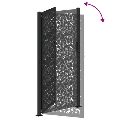 Cancello da giardino nero 100x200 cm in acciaio con design a foglia | homemem39