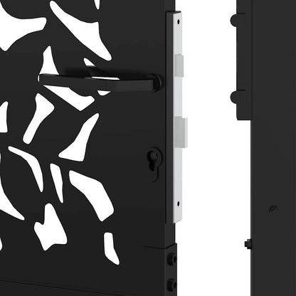 Cancello da giardino nero 100x200 cm in acciaio con design a foglia | homemem39