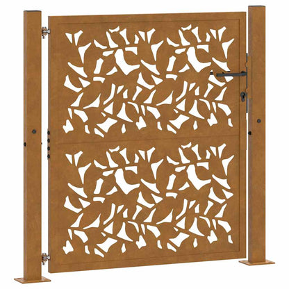 Cancello da giardino 100x100 cm in acciaio corten con design a foglia | homemem39