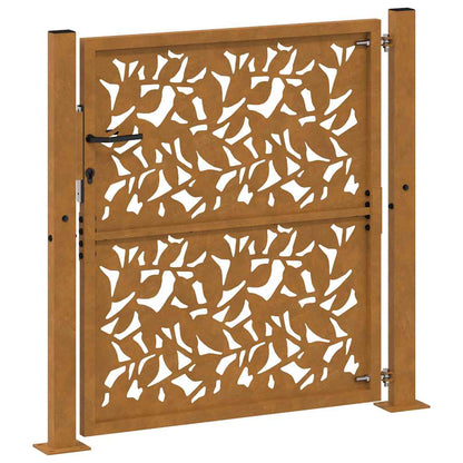 Cancello da giardino 100x100 cm in acciaio corten con design a foglia | homemem39