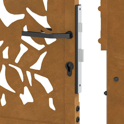 Cancello da giardino 100x125 cm in acciaio corten con design a foglia | homemem39
