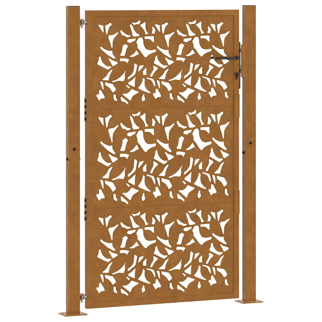 Cancello da giardino 100x150 cm in acciaio corten con design a foglia | homemem39