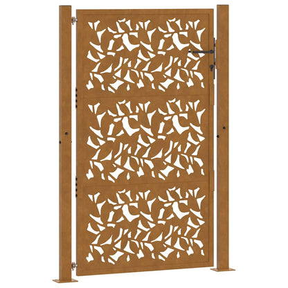 Cancello da giardino 100x150 cm in acciaio corten con design a foglia | homemem39