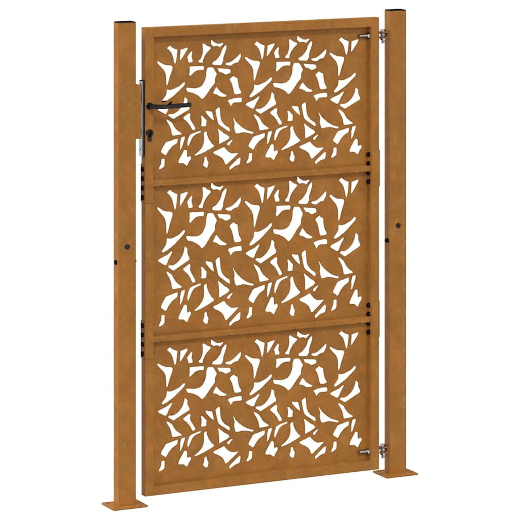 Cancello da giardino 100x150 cm in acciaio corten con design a foglia | homemem39