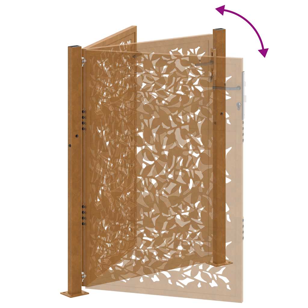 Cancello da giardino 100x150 cm in acciaio corten con design a foglia | homemem39