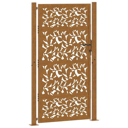 Cancello da giardino 100x175 cm in acciaio corten con design a foglia | homemem39