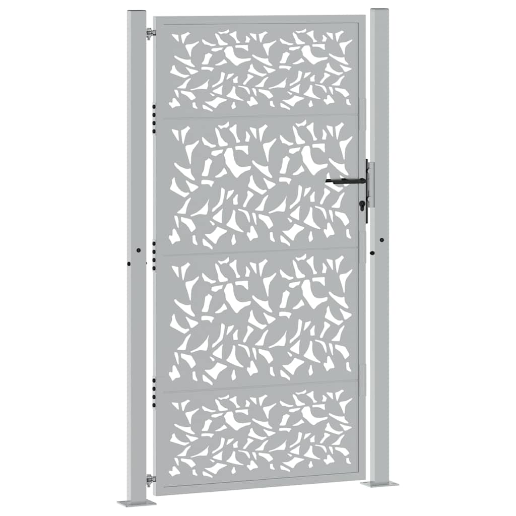 Cancello da giardino 100x175 cm in acciaio corten con design a foglia | homemem39