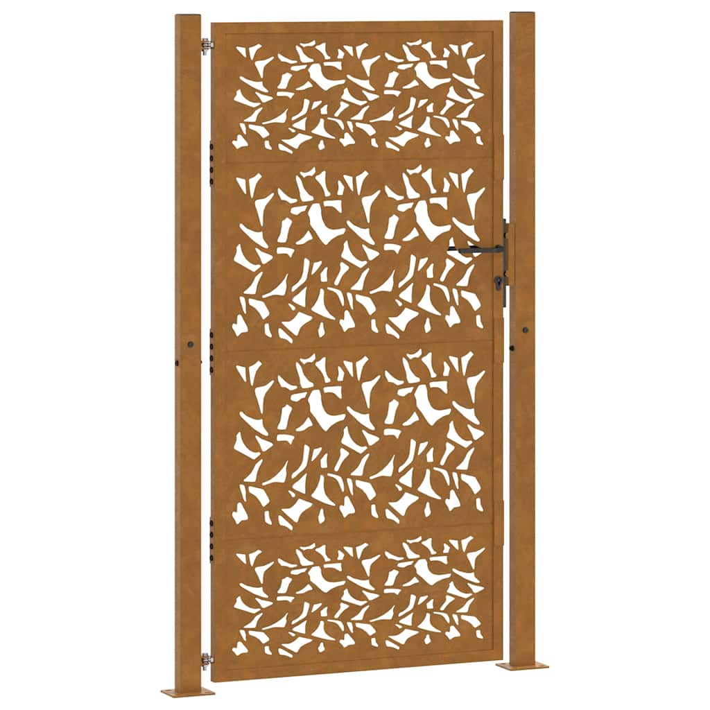 Cancello da giardino 100x200 cm in acciaio corten con design a foglia | homemem39