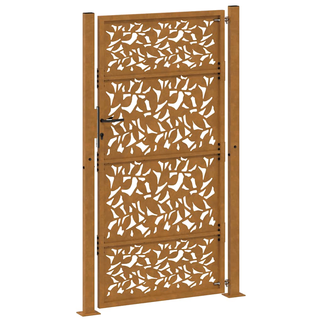 Cancello da giardino 100x200 cm in acciaio corten con design a foglia | homemem39