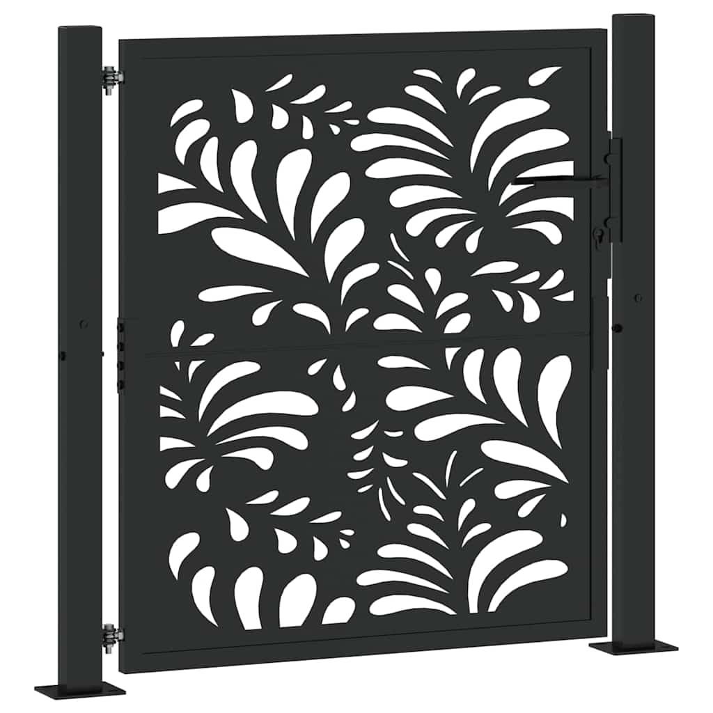 Cancello da giardino nero 100x100 cm in acciaio design ondulato | homemem39