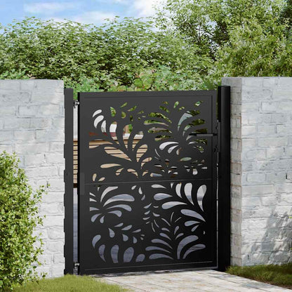 Cancello da giardino nero 100x100 cm in acciaio design ondulato | homemem39