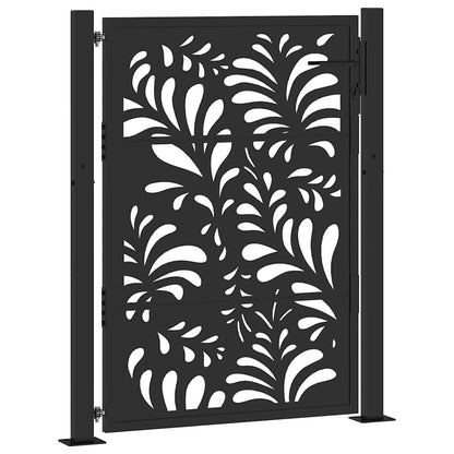 Cancello da giardino nero 100x125 cm in acciaio design ondulato | homemem39