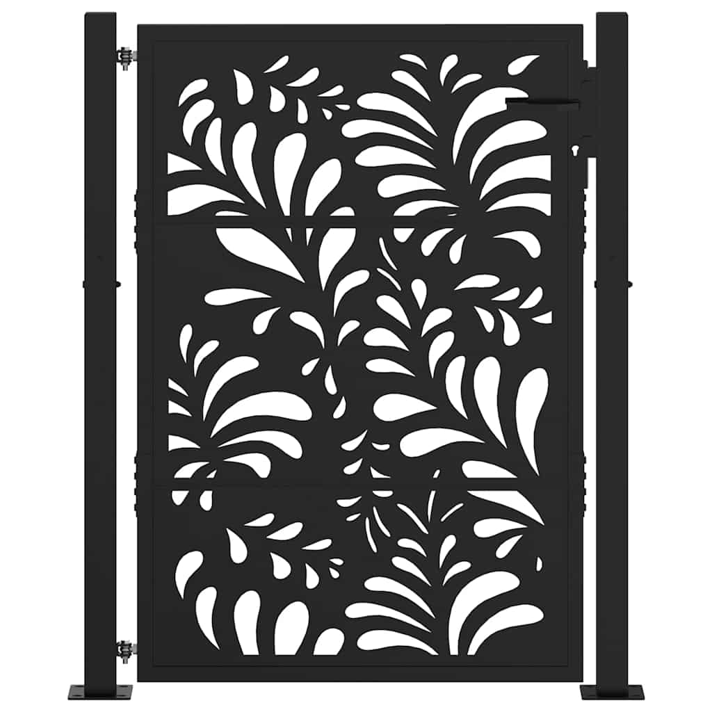 Cancello da giardino nero 100x125 cm in acciaio design ondulato | homemem39