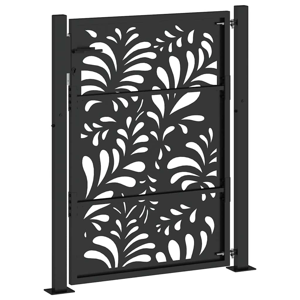 Cancello da giardino nero 100x125 cm in acciaio design ondulato | homemem39