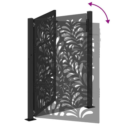 Cancello da giardino nero 100x125 cm in acciaio design ondulato | homemem39