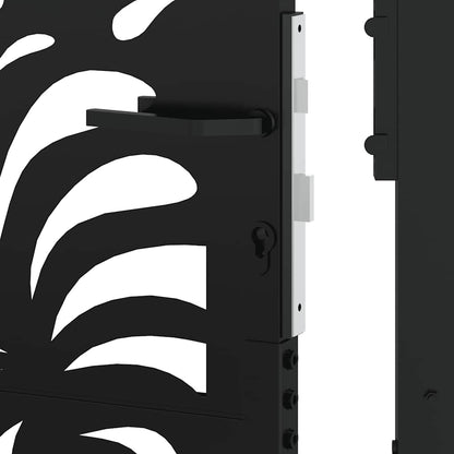 Cancello da giardino nero 100x125 cm in acciaio design ondulato | homemem39