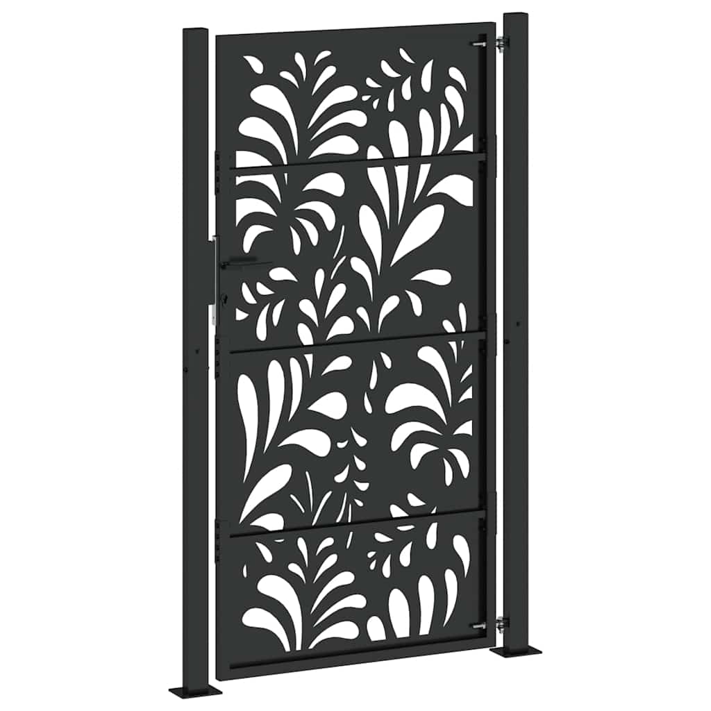 Cancello da giardino nero 100x175 cm in acciaio design ondulato