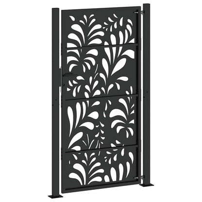 Cancello da giardino nero 100x175 cm in acciaio design ondulato