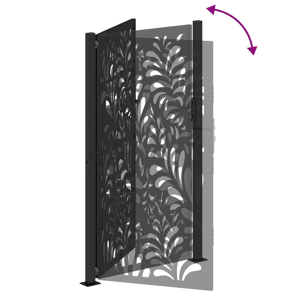 Cancello da giardino nero 100x175 cm in acciaio design ondulato | homemem39