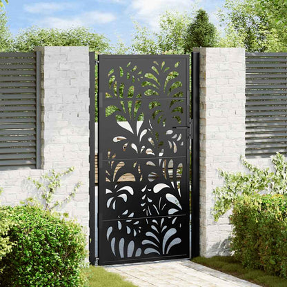 Cancello da giardino nero 100x175 cm in acciaio design ondulato