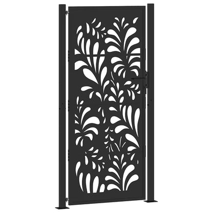 Cancello da giardino nero 100x200 cm in acciaio design ondulato | homemem39