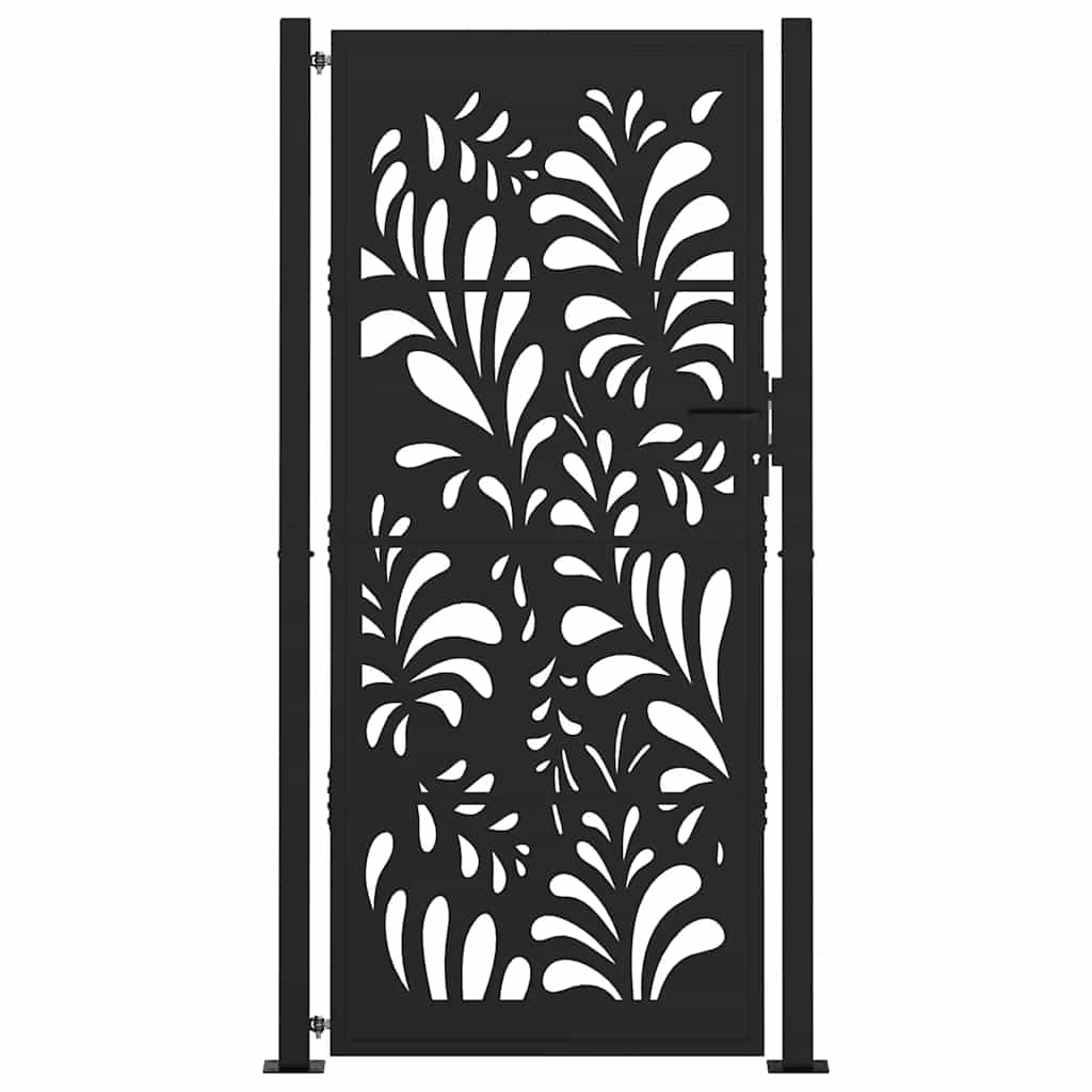 Cancello da giardino nero 100x200 cm in acciaio design ondulato | homemem39