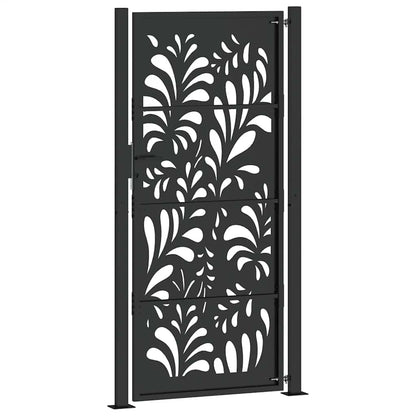Cancello da giardino nero 100x200 cm in acciaio design ondulato | homemem39