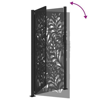 Cancello da giardino nero 100x200 cm in acciaio design ondulato | homemem39