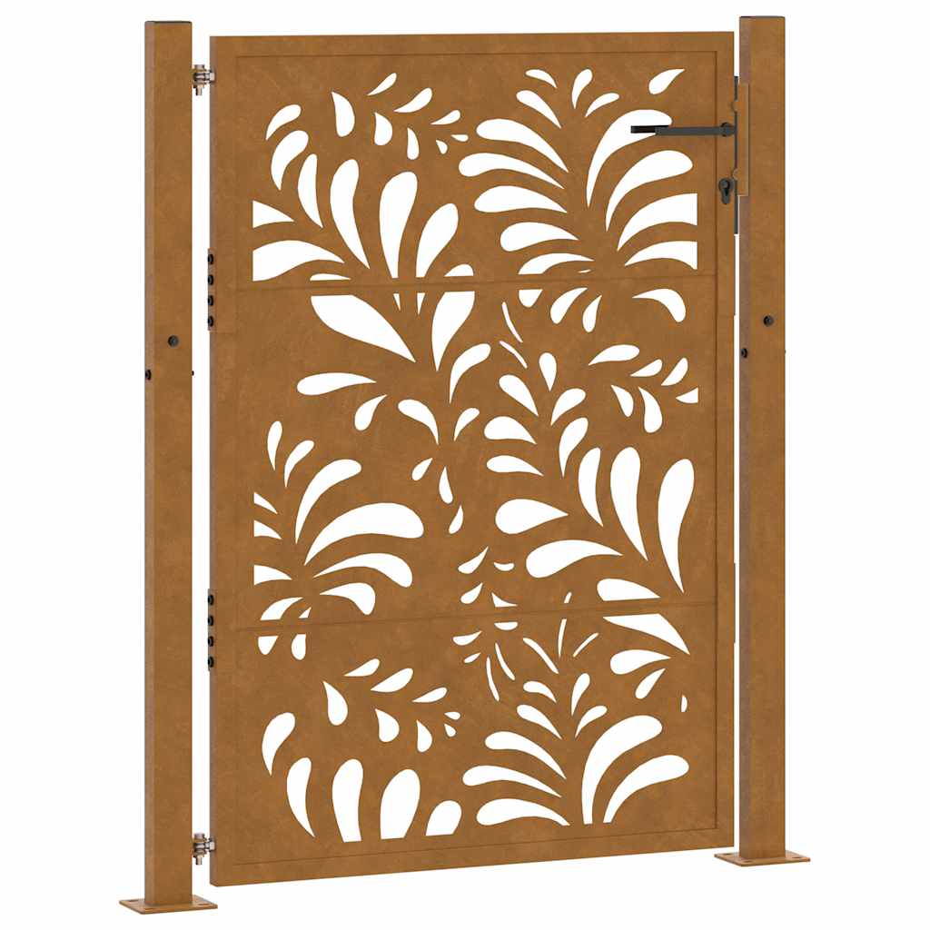Cancello da giardino 100x125 cm in acciaio corten design ondulato | homemem39