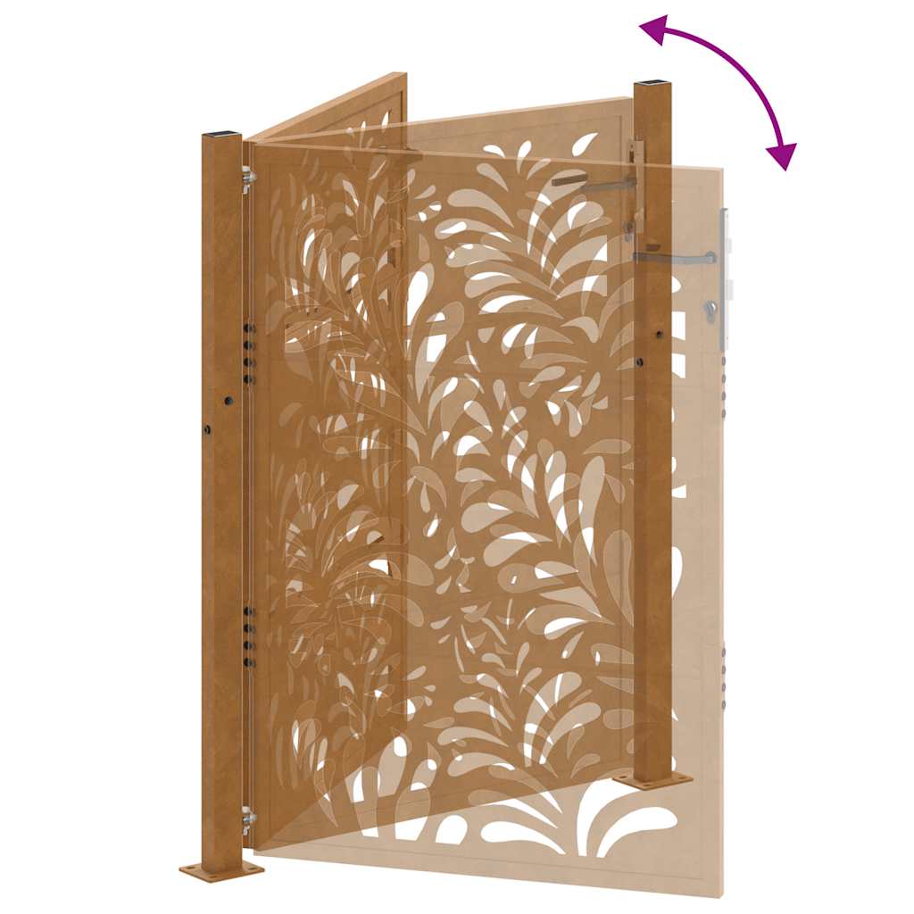 Cancello da giardino 100x125 cm in acciaio corten design ondulato | homemem39