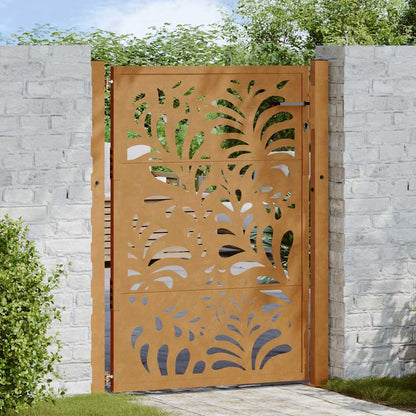 Cancello da giardino 100x125 cm in acciaio corten design ondulato | homemem39