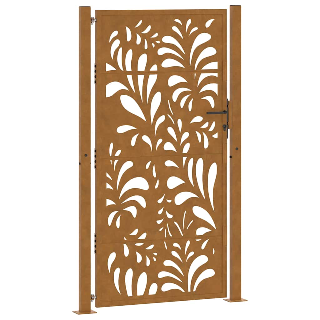 Cancello da giardino 100x175 cm in acciaio corten design ondulato | homemem39