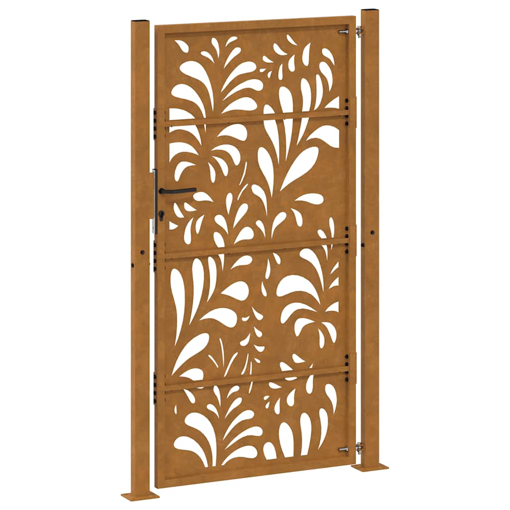 Cancello da giardino 100x175 cm in acciaio corten design ondulato | homemem39