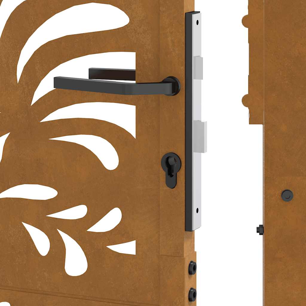Cancello da giardino 100x175 cm in acciaio corten design ondulato | homemem39