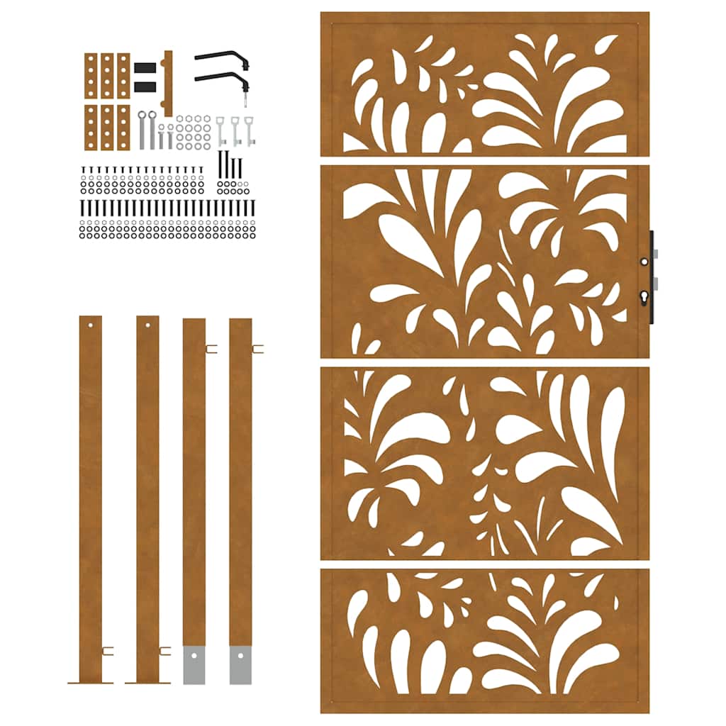Cancello da giardino 100x200 cm in acciaio corten design ondulato | homemem39