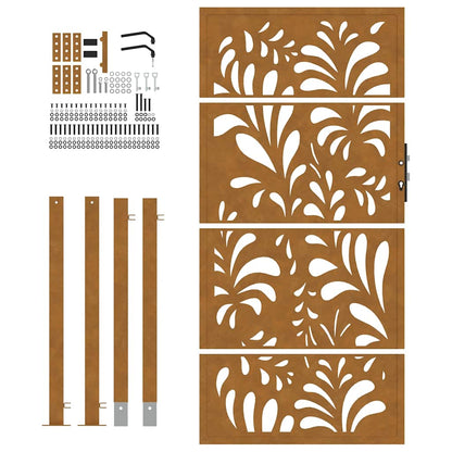Cancello da giardino 100x200 cm in acciaio corten design ondulato | homemem39